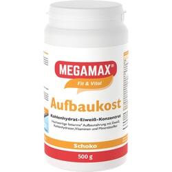 Weiße Dose mit Schokoladen-Aufbaukost-Pulver von Megamax.